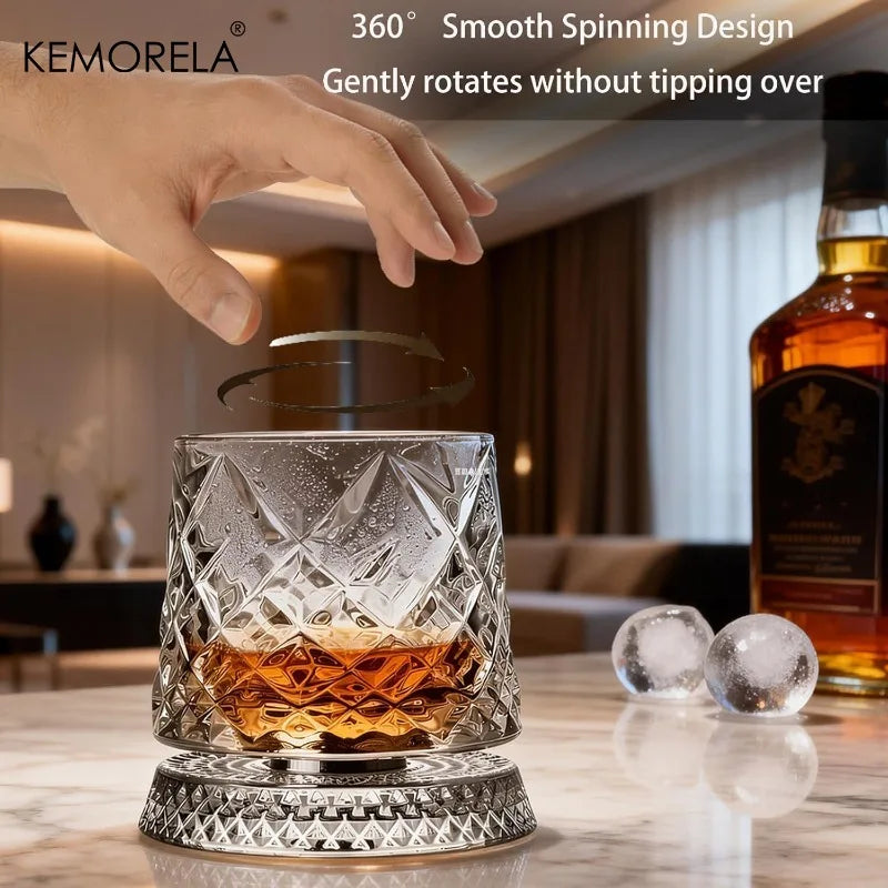 1PCS Whisky Glass 360 Degree Rotating Crystal Unique Gift for Men