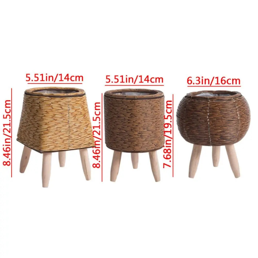 Woven Flower Pot Creative Flower Planters With Removable Legs Durable