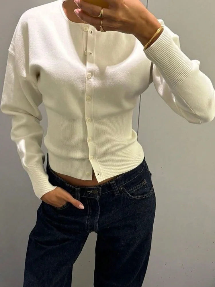 Tossy Casual Knit Cardigan Top For Women Long Sleeve