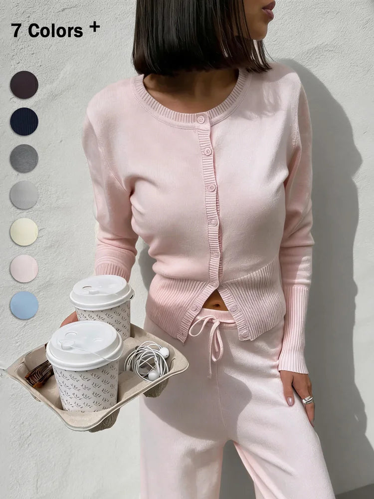 Tossy Casual Knit Cardigan Top For Women Long Sleeve
