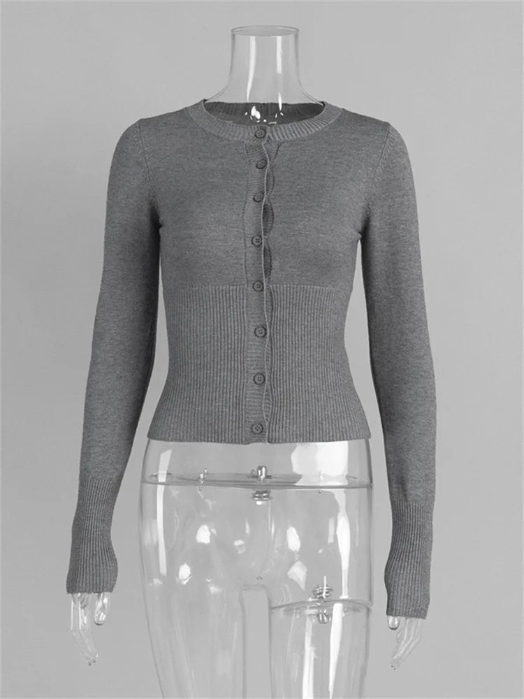 Tossy Casual Knit Cardigan Top For Women Long Sleeve