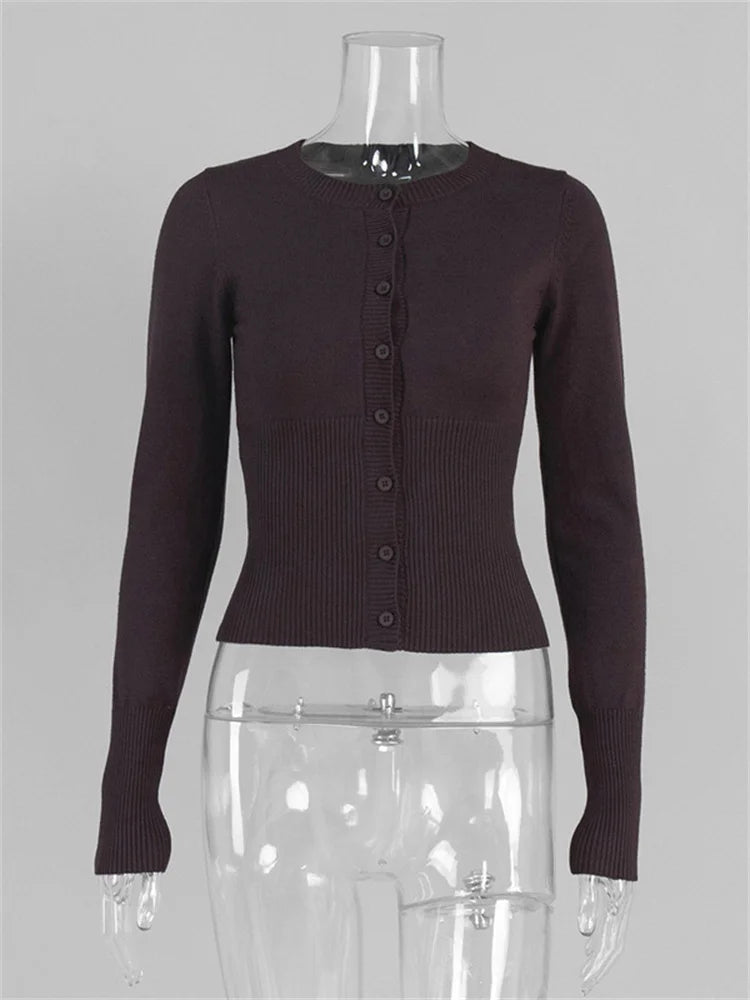 Tossy Casual Knit Cardigan Top For Women Long Sleeve
