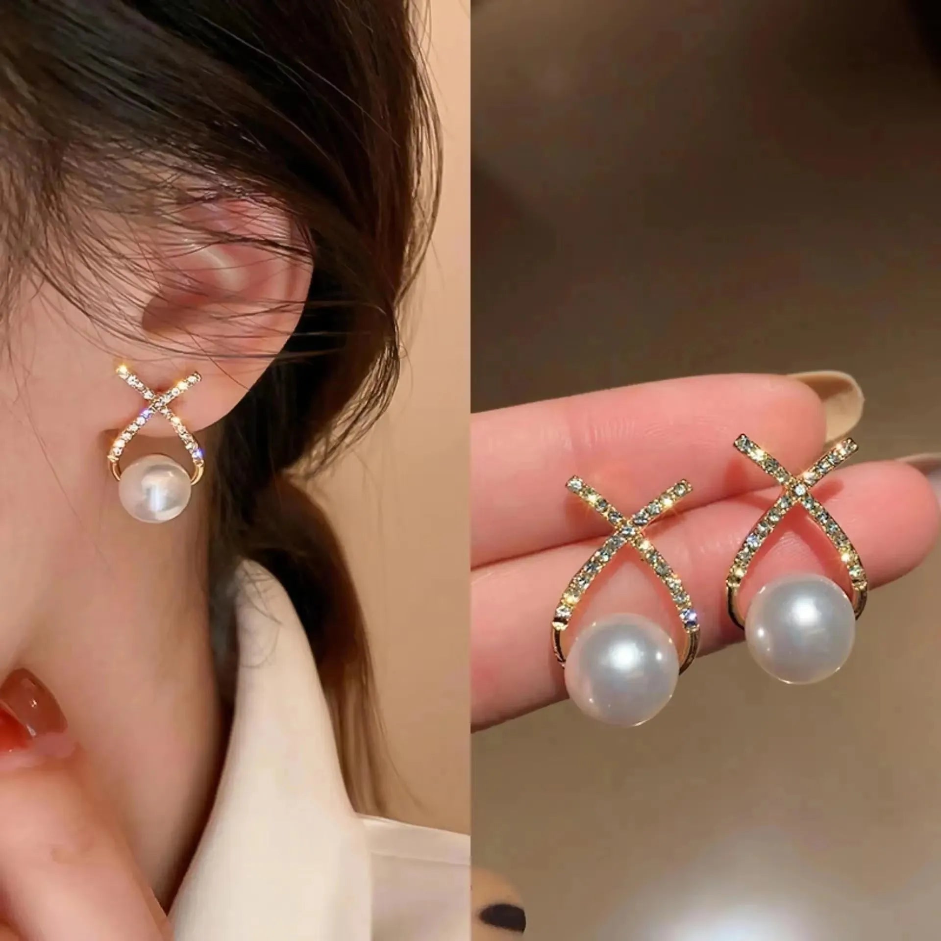 2026 Trending Luxury Crystal Cross Stud Earrings