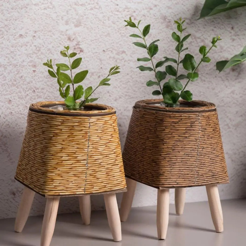 Woven Flower Pot Creative Flower Planters With Removable Legs Durable