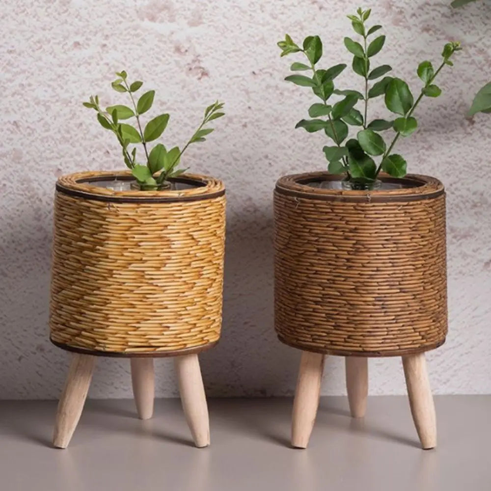 Woven Flower Pot Creative Flower Planters With Removable Legs Durable