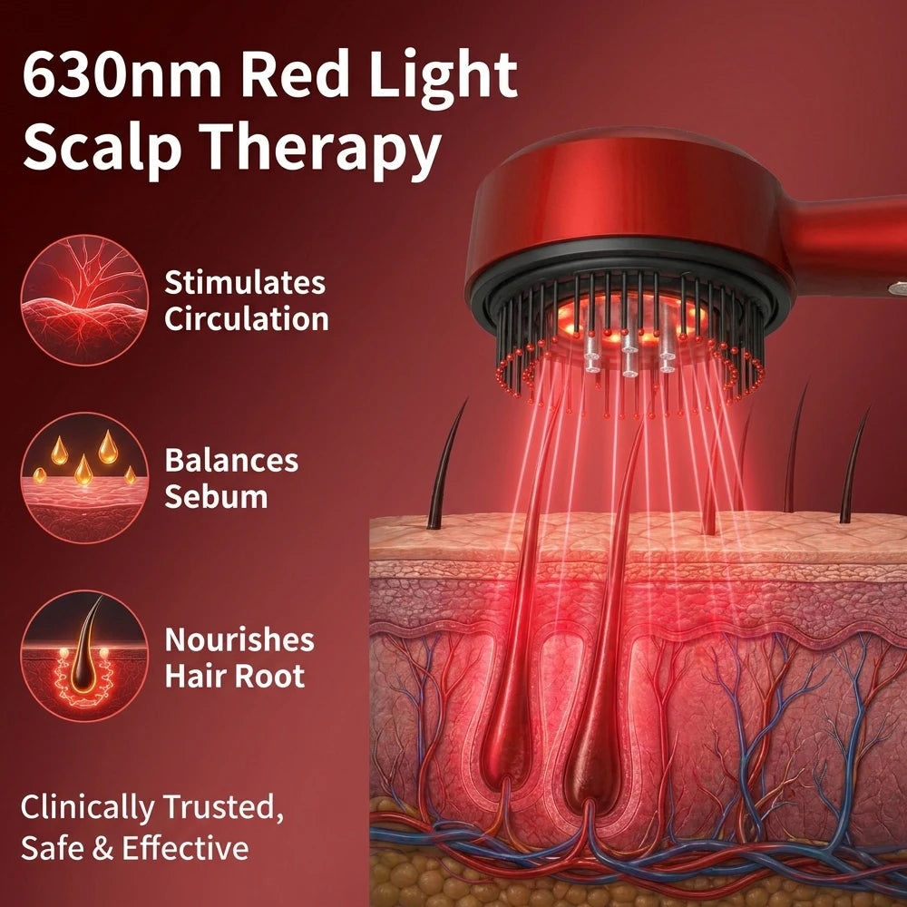 Scalp Massage Comb with Red Light, Electric Hair Scalp Massager
