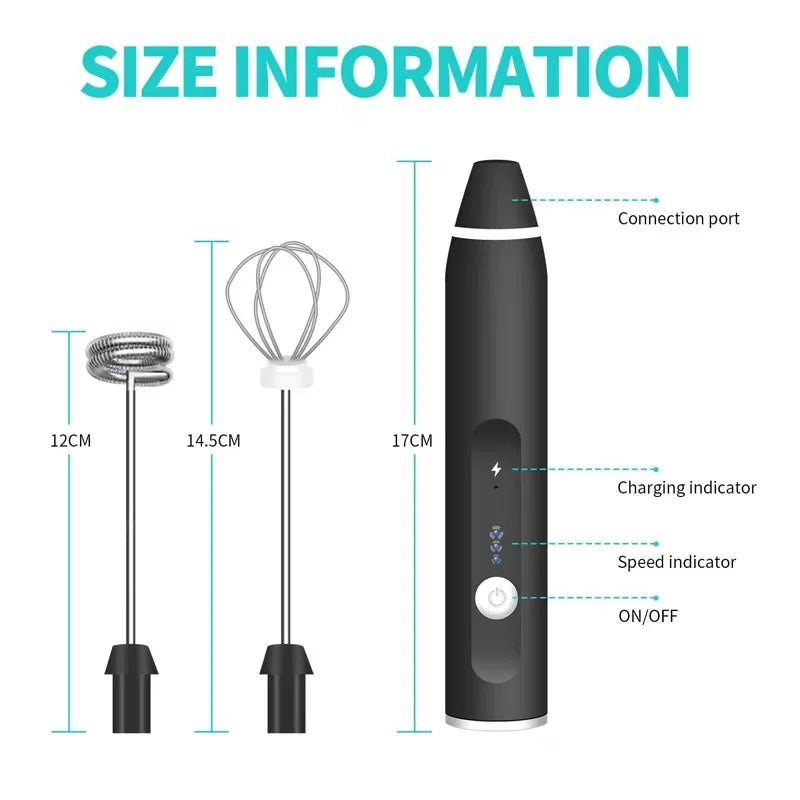 Portable Electric Milk Frothers Handheld Blender USB rechargeable