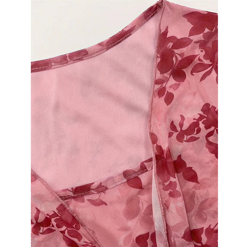 Summer Women's Y2k Floral Printed Sweet V-Neck T-shirts