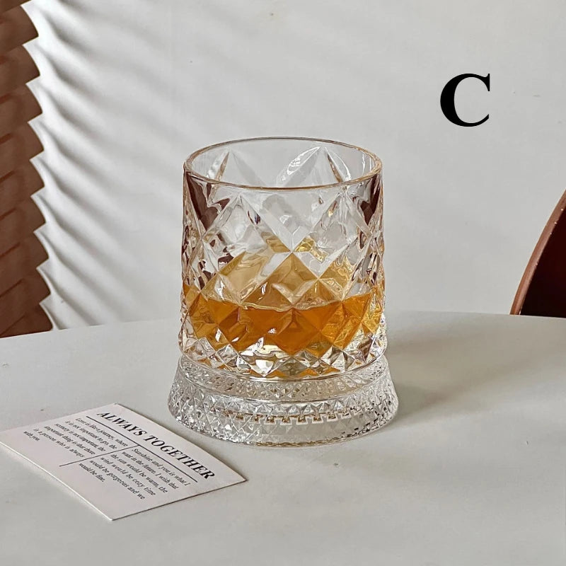 1PCS Whisky Glass 360 Degree Rotating Crystal Unique Gift for Men