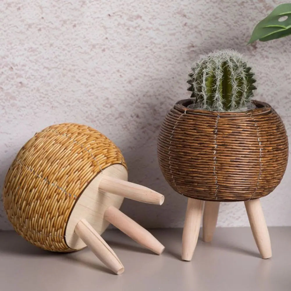 Woven Flower Pot Creative Flower Planters With Removable Legs Durable