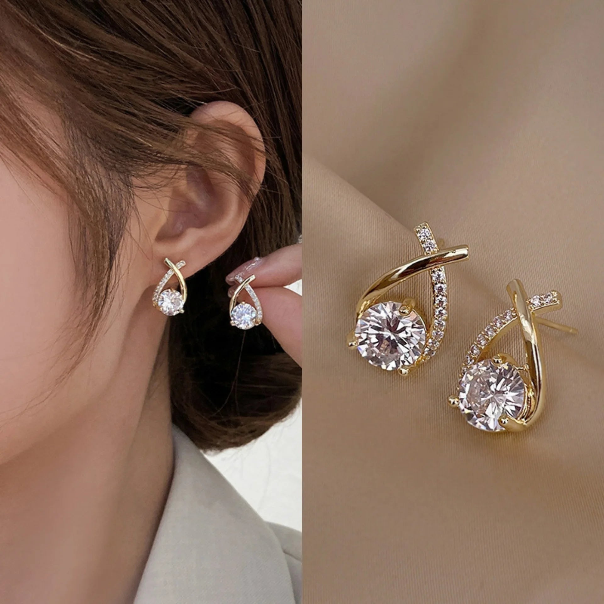 2026 Trending Luxury Crystal Cross Stud Earrings