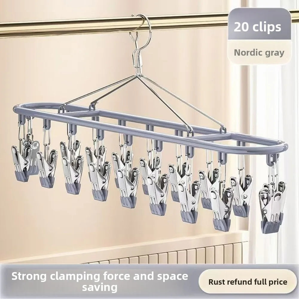 20 Clip Capacity Clothes Drying Rack